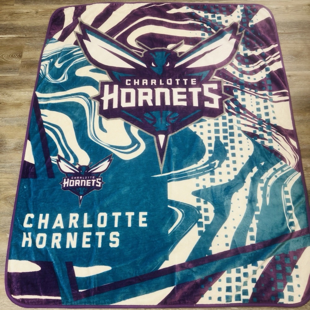 Official NBA Licensed Charlotte Hornets‎ 50" x  60''  Swirl Raschel Blanket
